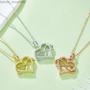 Kvinnor 0,18CT Diamond Charm Chain Gold 8 Jewelry 925 Infinite Ety Heart Pendant Sterling Silver Ice Out VVS Moissanite Necklace