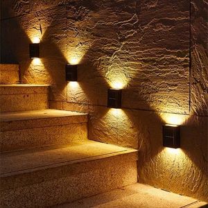 Novelty Lighting 6 LED Solar Wall Lamp Outdoor Waterproof Up and Down Luminous Lighting Garden Decoration Solar Lights Stairs Fence Sunlight Lamp P230403
