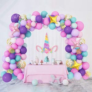 Andra evenemangsfestleveranser Unicorn Balloons Garland Arch Kit Confetti Latex Bröllopsfödelsedagsdekoration Kids Baby Shower Girl Decor Ballon 230404