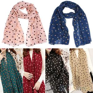 Sarongs S !!! Mode kvinnors polka dot tryck lång halsduk sjal wrap beh wrap stal present mode tryck halsduk hösten vinter p230403