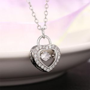 Подвесные ожерелья Caoshi Sweet Girl Heart Ожерелье для повседневной жизни Серебряный цвет ослепительный цирконий аксессуаров