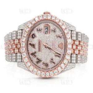 NFN8 Luksusowa marka Top Out na wesele vvs moissanite diamentowy zegarek mężczyźni mrożone hip -hopowe stalowe automatyczne zegarek3lsz