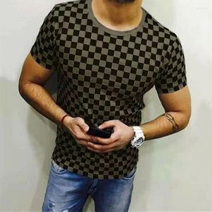 T-shirts pour hommes Mode Hommes Muscle Manches Longues Col Rond Chemise Gym Top Causal Check/Plaid Tee Coton