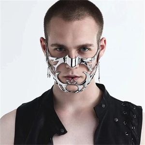 Party Masks Gothic Mask Cyber Punk Liquid Irregular Silver Color Hollow Women Men Party Individuation Individual Jewelry Accessory GC2015