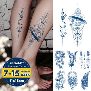 5 PC Temporära tatueringar semi-permanent vattentät tillfällig tatuering klistermärken universum planet genipin örtjuice varar bläck ängel halo falsk arm tatoo z0403