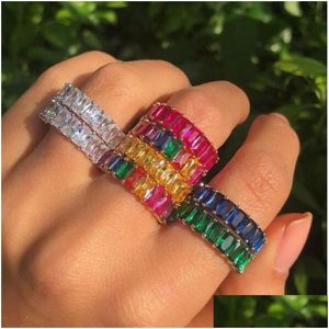 Para pierścieni 5 kolorowy projekt AAA Bagieette Cubic Crikonia Zespół zaręczynowy Colorf CZ moda pierścionka biżuteria dostawa dhgarden dhtrv