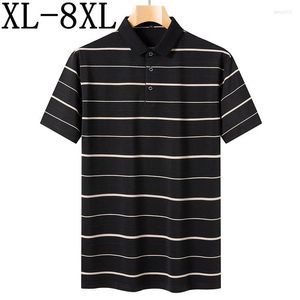 Herrpolos 8xl 7xl 6xl 2023 Summer Luxury Style Striped Polo Shirt Men High End Fashion Mens Shirts Casual Loose Camisa Masculina