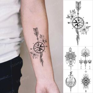 5 PC Temporary Tattoos Transfer Temporary Tattoo Sticker Washable Arrow Compass Lotus Hand Small Tatoo s Flash Body Art Fake Tatto Men Women Z0403