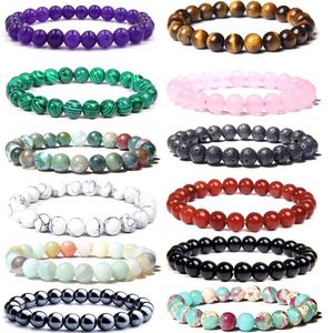 8mm Natural Strands Charms Bracelets Beads Men's Women's Natural stone Strands Bracelet For Fashion Jewelry Crafts