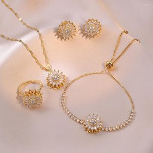 Ожерелья с подвесками, красивое модное ожерелье с подсолнухом, кольцо-браслет, очаровательные женские ювелирные аксессуары, идеальный подарок на день рождения для девочек
