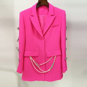 1218 XXL 2023 Milan Runway Coat Autumn Brand SAme Style Coat Lapel Neck Purple Pink High Quality Black Long Sleeve Womens clothes oulaidi