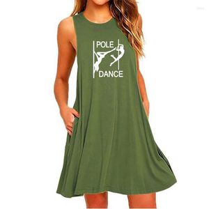 Abiti casual Pole Dance Girl Graphic Letter Print Abito sexy per amante femminile Tasca da donna estiva senza maniche