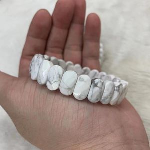 Strand White Howlite Stone Beads Armband Natural Gem smycken Bangle Diy For Woman Man Wholesale!