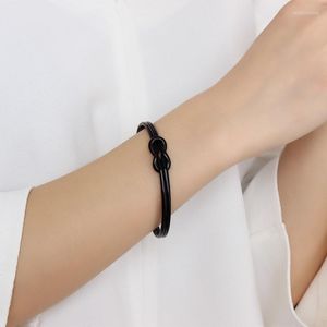 Bangle Beichong Fashion 5MM Stainless Steel Knot Bracelet Bow Knuckle 3 Colors Open C Style Cuff Woman Men