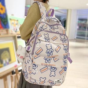 School Bags Girl Nylon Waterproof Printing Bag Lady Cute Cartoon Leisure Laptop College Backpack Fashion Women Travel Kawaii Book