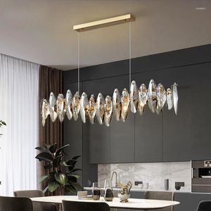 Pendant Lamps Light Luxury Black Lamp Crystal Long Dining Room Table Modern Chandelier