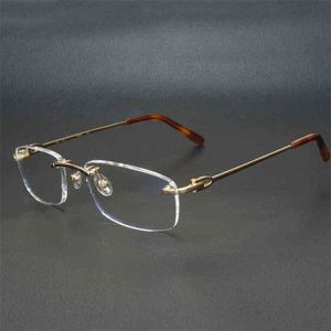 2023 Designer Glasses Model Metal Square Clear Frames Men Women Rimless Optical Frame Spectacles Eyeglasses for Computer 9011 QL1R Sunglasses