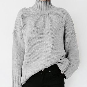 Women's Sweaters Womens Autumn And Winter Classic Casual Long Sleeve Turtleneck Loose Knit Pullover Warm Duster Sweater Coat Knitted CoatWom