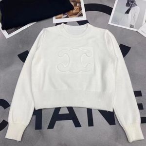 Tasarımcı Jumper Sweaters Kadın Örgü Sweater Giysileri Moda Külot Kadın Sonbahar Kış Giyim Bayanlar Beyaz Gevşek Uzun Kollu Zarif Günlük Üstler S M L