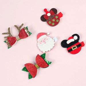 Accessori per capelli Natale Neonate Clip Fiocco Nodo Babbo Natale Cartone animato Copricapo Forcine Bambini Bambini Neonati