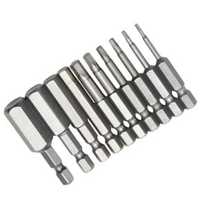 Ferramentas manuais 10pcs 1/4 HEX HAX MAGÉNICA MANTILHA DE CABEÇA MArcar de 50 mm Bits de fenda H1.5-H12 HEXAGON ALLEN CHAVE PAR