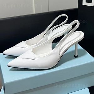 Projektant Slingback Heels Buty pompki dla kobiet prawdziwy skórzana pięta Kitten Piżę palca na puszkę Slingback Czarne białe różowe impreza wieczorna biznes Formalny sukienka buty