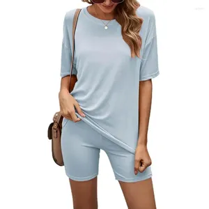 Active Sets Women's Sleepwear Short Sleeve Top And Shorts Matching Lounge Set Loungewear Sweatsuit Women Nightwear