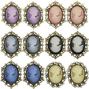 Brooches WEIMANJINGDIAN Brand 10 Pieces Factory Outlet Vintage Style Queen's Cameo Brooch Pins In Assorted Colors