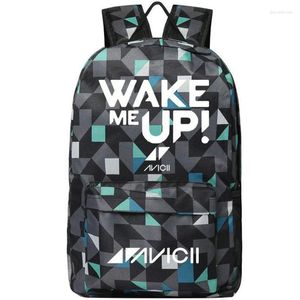 Bolsas escolares acordam mochila avicii fãs do Daypack me up dj schoolbag music rucksack satchel bolsa de impressão pacote