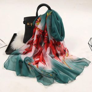 Lenços Moda Chiffon Georgette Cachecol Mulheres Impressão Longo Envoltório Macio Decorativo Xaile Echarpe Femme Panuelos de Seda