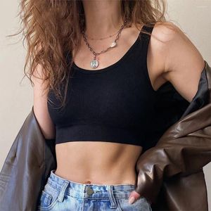 Yoga outfit kvinnor solid färg casual sexig underkläder osynlig bra streetwear push up croped topp