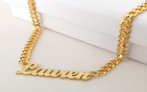 Collane con nome personalizzato per donne e uomini Targhetta punk Gioielli Catena cordolo in acciaio inossidabile Collana con lettera personalizzata Collier2129073