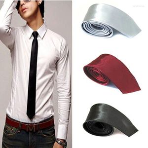 Bow Ties Fashion Elegant Solid Color Necktie For Men Casual Slim Plain Mens Skinny Neck Party Wedding Tie Silk Neckties