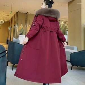 Women's Fur 2023 Winter Women Long Over-the-Knee Detachable Parkas Thicken Warm Collar Coat Fashion Large Size Hooded Outwear