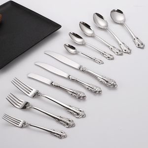 Dinnerware Sets Spklifey Set Gold Spoon Cutlery Stainless Steel Black Fork Tableware Wedding Silverware