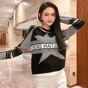 Fall 2021 fashion Five-pointed Star womens sweater designer C--D-high-end letter color temperament jacquard simple and comfortable warm knits top