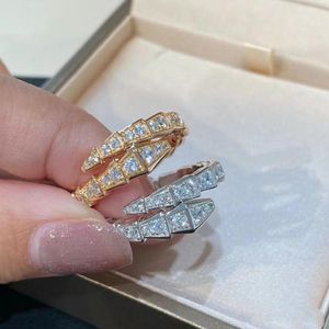 Punk Fashion Gold Silver Color Snake Justerbar Ring Inlay Bling Zircon Punk Trendy For Women Wedding Engagement Smycken