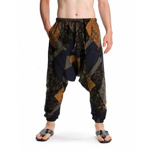 Męskie spodnie drukuje bawełniane joggery męskie workowate hipis boho cyganie aladin cargo spodnie joga harem spodnie Plus Size Pants 230404