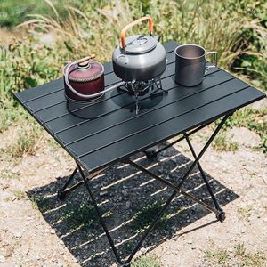 Camp Furniture Outdoor Folding Camping Desk Aluminum Alloy Egg Roll Table Lightweight Portable Picnic Patio With Stable Structure