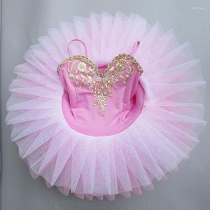 Stage Wear Children Ballerine Costume Pink Professional Ballet Tutu Fluffy Skirt Kids Girl Sequins Suspenders Dancewear