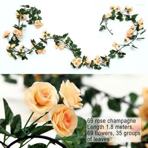 Kwiaty dekoracyjne Rose sztuczna roślina 1,8 m winorośli girlanda 69 głów do pokoju dekoracji ogrodu