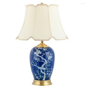 Table Lamps Chinese Style Ceramic Lamp Jingdezhen Model Room Bedside Seminal El Luxury Hall Decoration Desk Blue