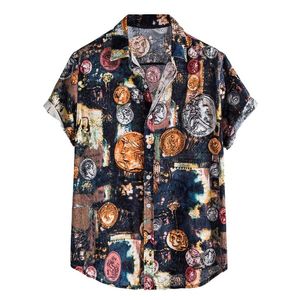 Herren Casual Shirts Sommer Reine Baumwolle Herren Hawaiian Dress Shirt Lose Bedruckte Kurzarm Big Us Size Hawaii Flower Men Beach Floral