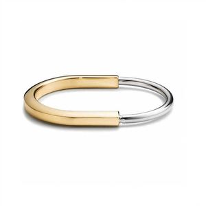 Marca original de alta versão em v-pulseira de bloqueio de ouro para mulheres novo estilo luz luxo moda meio diamante completo em forma de u