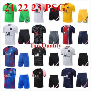 PSGs Short sleeved Tracksuits men vest 22/23 Classic style Paris training suit Sportswear Football soccer Jersey kit uniform chandal adult sweatshirt Sweater