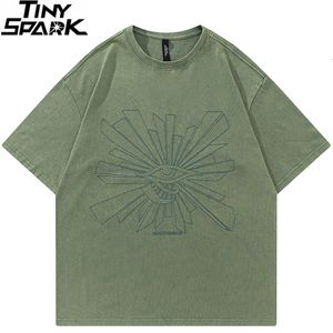 Męskie koszulki męskie T-koszulka Hip Hop Streetwear Retro Vintage Eye Graphic T Shirt Bawełna Zielona różowa koszulka HARAJUKU TOPS TEE HIPSER 230404