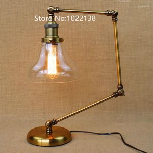 Tischlampen Retro Golden Coffee Shop Lampe Glasschirm Vintage Schreibtisch Dimmbar 40W Edison Bulb Schlafzimmer Bar Licht