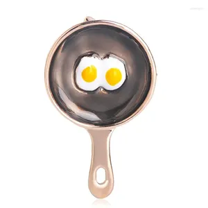 Brooches OI Cute Small Pan Poached Eggs Shape Jewelry For Kids Sweater Coat Brooch Pin Gold Color Clothes Accessories