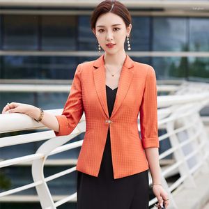 Abiti da donna Primavera Estate Moda Casual Blazer Donna Giacca a mezza manica Capispalla da donna Abbigliamento Stile OL Arancione