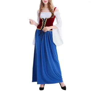 Casual Dresses Ladies Medieval Costume Dress German Beer Maid Oktoberfest Dirndl Cosplay Party Plus Size Vestidos